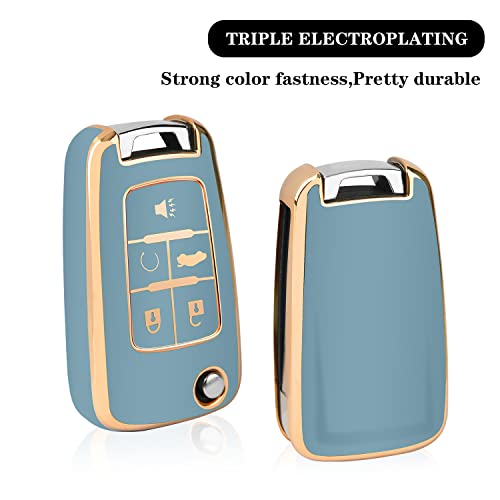 QBUC for Chevy Key Fob Cover Case with Keychain for Chevrolet Buick Camaro Cruze Equinox Malibu Impala Spark Sonic GMC