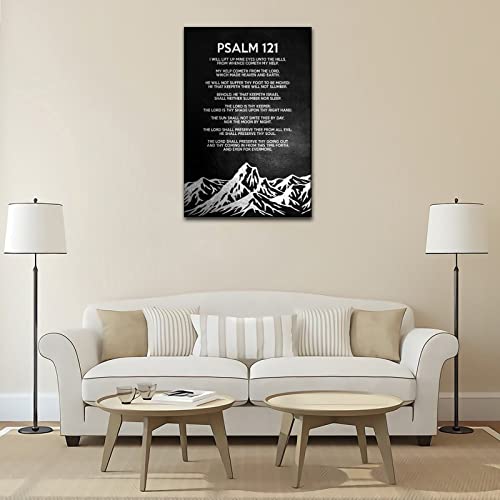 Hhgaoart Psalm 121 Poster Canvas Quotes Wall Art Print Black And White Pictures Inspirational Decor Artwork Modern Painting For Living Room (16X24 Inch, Unframed) #TOP2