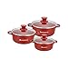 Wonderchef Granite Die-Cast Non-Stick 6-Piece Casserole Set with Lids | Induction Bottom |Soft-Touch Handles | Virgin Grade Aluminium | PFOA and Heavy Metals Free| 3.5mm Thick | 2 Years Warranty | Red