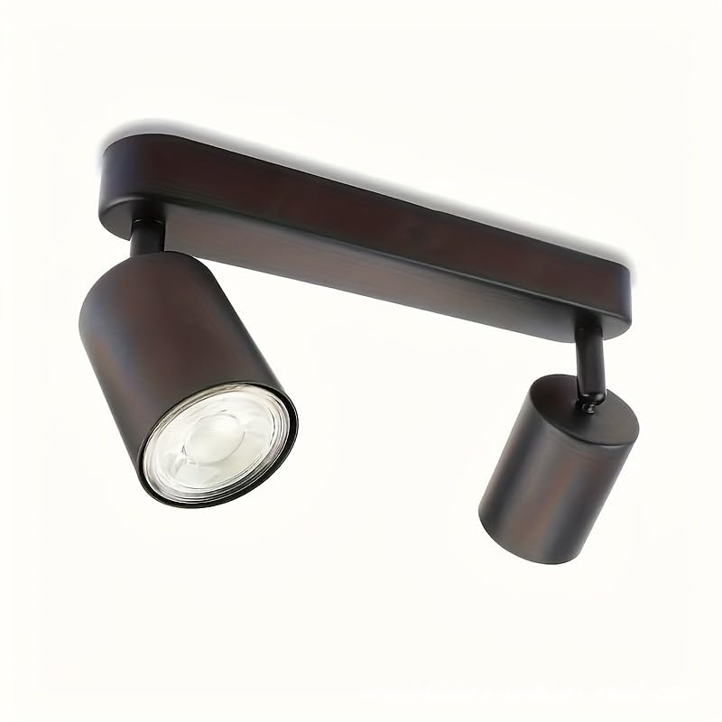 Lámpara de techo LED de 2 focos,spot para techo GU10 en negro mate,lámpara de techo con spots ajustables,luminario de techo orientable y giratorio(también usable como pared)para cocina,sala,dormitorio