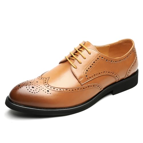 Men's Wingtip Oxfords Casual Shoes Dress Formal Leather Cap Toe Derby Shoes Lace Up Walking Fashion Low-top Leather Shoes for Wedding Prom Business