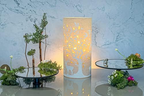 Light-Glow Fabric Lamp - Deer and Birds FL004, Beige