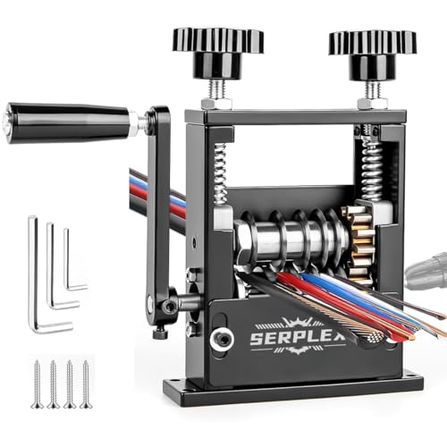 Image of Serplex 6 in 1 Cable Stripping Machine with Hand Crank Manual /Drill-Operated Wire Stripping Tool, 5 Channels Wire Stripper Tool for 1-17mm Dia Cable Bench Fixed Cable Stripping Tool