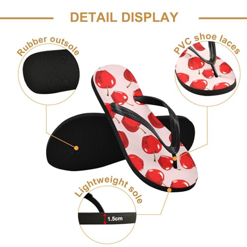 Red Fruit Pink Flip Flops for Beach Thong Sandals Anti-slip Lightweight Beach Shoes for Summer Outdoor Travel3