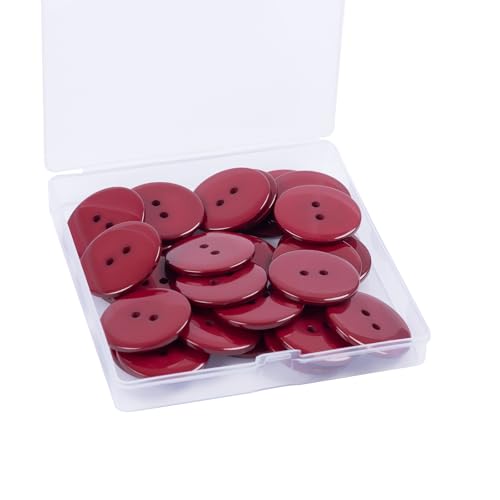 Lilaly 30pcs Dark red Sewing Buttons, 1-3/16-inch (30MM) 2 Hole Large Buttons for Clothes, Craft, Sewing & DIY
