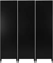 Biombo Liso Reto Fechado Pintado Divisor De Ambiente Preto ou Branco Com Pé Jt Home (PRETO, 3 FOLHAS DE BIOMBO)