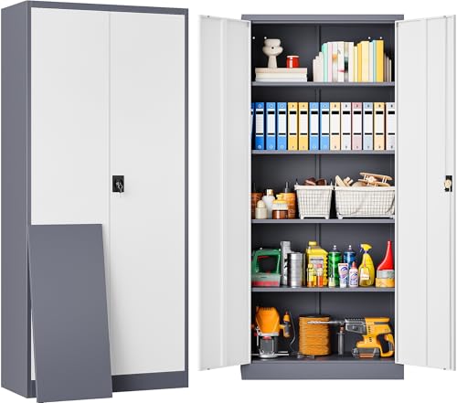 Image of SISESOL Storage Cabinet with Doors and Shelves,71 inch Metal Storage Cabinet with Lock Door Adjustable Shelf, Steel Lockers for Office, Home,School,Kitchen,Garage Tool Utility Cabinet