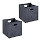 Relaxdays Aufbewahrungsbox 2er Set, Faltbare Regalboxen, HBT: 30x30x30 cm, Grifflöcher, Faltboxen aus Filz, anthrazit