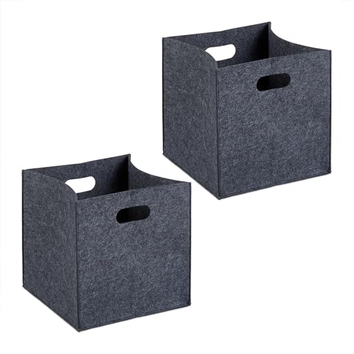 Relaxdays Aufbewahrungsbox 2er Set, Faltbare Regalboxen, HBT: 30x30x30 cm,...
