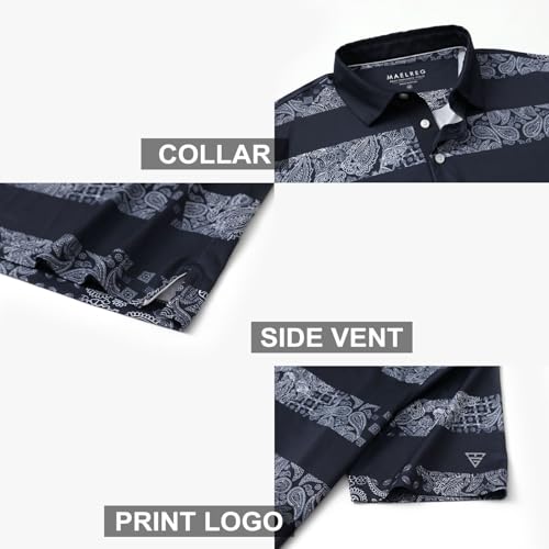 Image of Golf Shirts for Men Dry Fit Short Sleeve Print Performance Moisture Wicking Polo Shirt