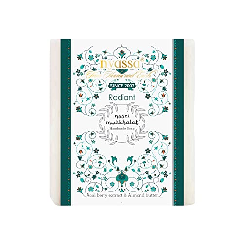 Image of Nyassa Noori Mukkhalat Handmade Soap 150 gm with a Middle Eastern fragrance and with natural ingredients like vitamin-rich acai berry extracts and almond butter.