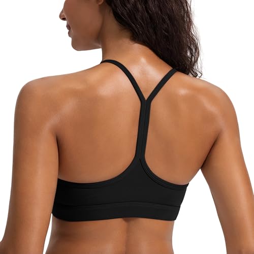 Sports Bras for Women Workout Tops Open Back Racerback Padded Athletic Yoga Bra Basic Wireless Bra Black