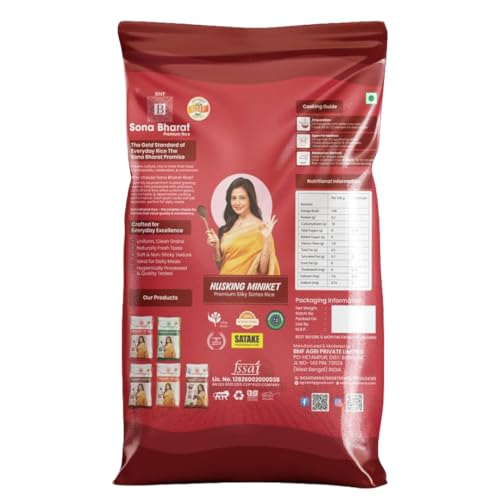 Image of Sona Bharat Husking Miniket Rice 10kg | Premium Silky Sortex Grains | Soft & Fluffy Daily Use | Clean & Uniform | High Quality Everyday Rice | Ideal for Home Cooking