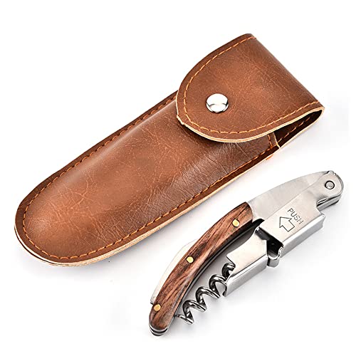 JIAMIAN Weinöffner mit Folienschneider, Edelstahl Holzgriff Korkenzieher, Profi Kellner Korkenzieher, Manueller Weinschlüssel Flaschenöffner, für Wein Bier Cover