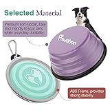 Pawaboo Faltbar Hundenapf, 2 Stück 450ml Hund Reisenäpfe Tragbar Silikon Auslaufsicher Trinknapf Fressnapf mit Deckel und Karabiner für Hunde Katzen Spaziergänge Unterwegs - Türkis + Lila