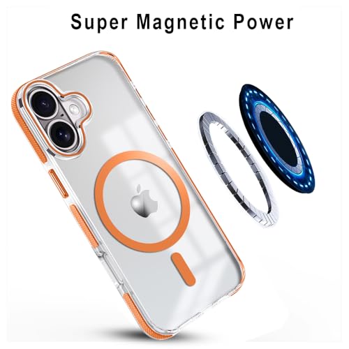 Image of MINTZZ ️ for iPhone 16 Case, Compatible with MagSafe, Military-Grade Protection, Yellowing Resistant, Scratch-Resistant TPU Back, Magnetic Phone Case for iPhone 16 Orange