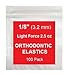 Orthodontic Rubber Bands for Braces - Premium Quality Elastic Teeth Rubber Bands for Braces, Fix Tooth Gaps, Dreadlocks, Includes Free Elastic Placer- Light Force 2.5 oz, 1/8 Inch, Natural (100 Pack)