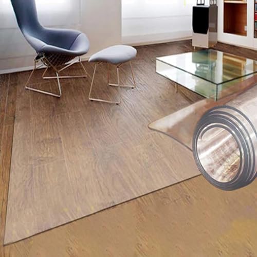 C Area Rug - Waterproof Vinyl Floor Mat, 1.5mm Thick, Transparent Carpet Pad for Dining & Living Room, Available in 36-396 Inch Sizes, Durable & Easy to Clean