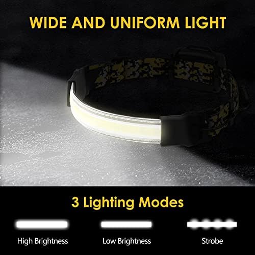 Alclud Head Torch Rechargeable, Headlamp 230° Wide Beam 500LM Bright COB Headlight for Adults Kids, Camping, Running, Fishing, Dog Walking, Hat, Attic and Basement (USB Rechargeable)