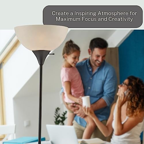 Lightaccents Black Pole Floor Lamp Torchiere With White Opal Bowl Shade - Susan Modern Standing Lamp For Living Room/Office Lamp 72" Tall - 150-Watt (Black 1 Light) #TOP4