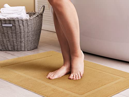 Utopia Towels Cotton Banded Rug, Bath Mats, Not a Bathroom Rug, 21 by 34 Inches, 100% Ring Spun Cotton, Highly Absorbent Shower Bathroom Floor Mat, Champagne, 2 Pack