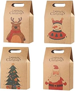 Hemoton 16pcs Christmas Bags Reusable Craft Paper Boxes for Gifts Candies Cookies Xmas Wrapping Bags-Santa, Elk, Christmas Tree, Elf