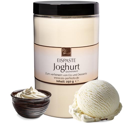 Joghurt Eispaste (pulverisiert) für schmackhaftes Joghurt-Eis » Auch lecker zum Verfeinern von Desserts, Getränke, Pralinen Torten und vielem mehr » Inhalt 250 g