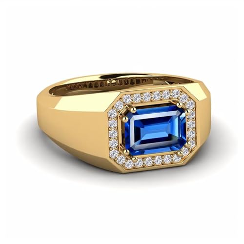 3ct Emerald Cut Gemstone Ring for Men 10K 14K 18K Real Gold Mens Gemstone Engagement Ring Luxury Mens Rings for Dad Husband Jewelry Gift for Birthday Father’s Day Valentine's Day2