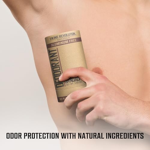Image of Viking Revolution Sandalwood Deodorant for Men - Aluminum Free with Shea Butter and Tapioca Starch - Stain- Free and Baking Soda-Free - Natural Deodorant for Men (2.65oz)