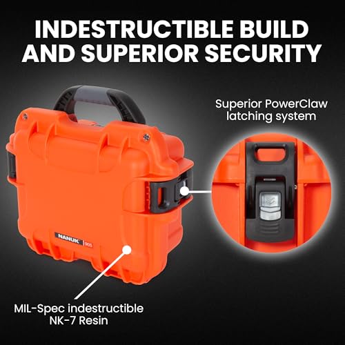 Image of NANUK 905 Empty Hard Case - IP67 Waterproof Protective Hard-Shell Case, Impact Resistant, Dustproof Storage & Travelling Box, 12.5 inch x 10.1 inch x 6 inch, Made in Canada - Orange