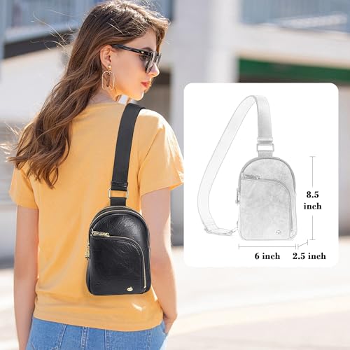 INICAT RFID Blocking Sling Bag Leather Crossbody Bags for Women Fanny Pack Cross Body for Woman Chest Bag for Travel 1.9L3