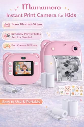 Image of Camera for Kids with Print | Kid Digital Camera for Photography & Videography with Color Display - Includes 2 Paper Rolls (Pink)