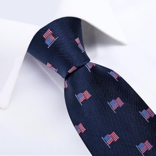 Image of DiBanGu Striped Tie Set for Men Silk Woven Plaid Necktie and Pocket Square Cufflinks Business Wedding