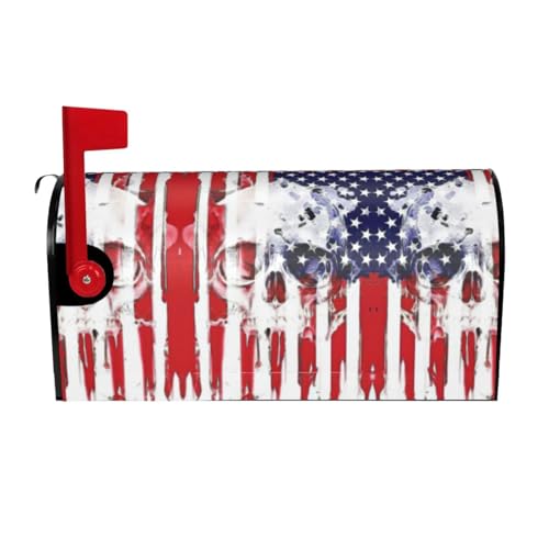 American Flag Skull Print Mailbox Cover,Mailbox Decor for Home Garden Outdoor Yard ﻿