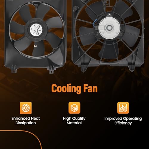 Image of maXpeedingrods Radiator Cooling Fan Assembly Set for Honda Civic with Blade Motor and Shroud RH LH 2006-2011, HO3117100 19015RNAA01 19020RCJA01 38615RNAA01