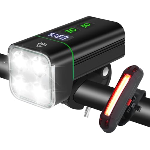BORUiT Bike Lights for Night Riding, Bicycle Light Front Headlight and Back Taillight with 8+5 Light Modes, USB Rechargeable Bright Bike Headlights for Cyclists and Commuters