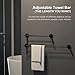 Adjustable Matte Black Bath Towel Bars 16 to 27.6 Inch, iMomwee 304 Stainless Steel Single Towel Rack, Wall Mounted Towel Rail Holder for Bathroom Washroom, Retractable Towel Rod with S Hooks