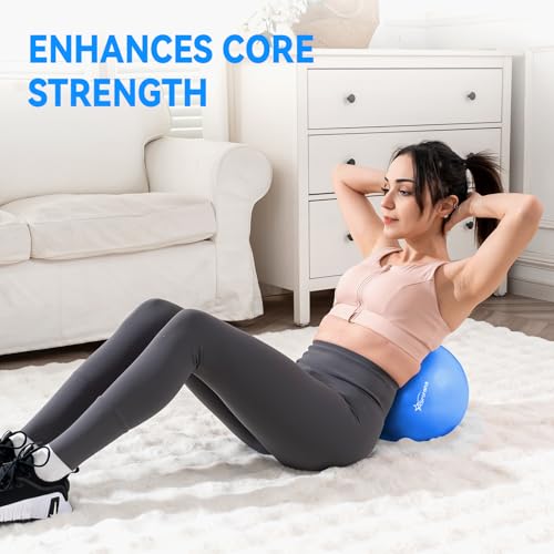 Image of 9 Inch Pilates Ball - Small Exercise Ball for Yoga, Barre & Physical Therapy - Anti-Burst Non-Slip Mini Core Ball for Stability, Back Pain Relief & Posture Correction
