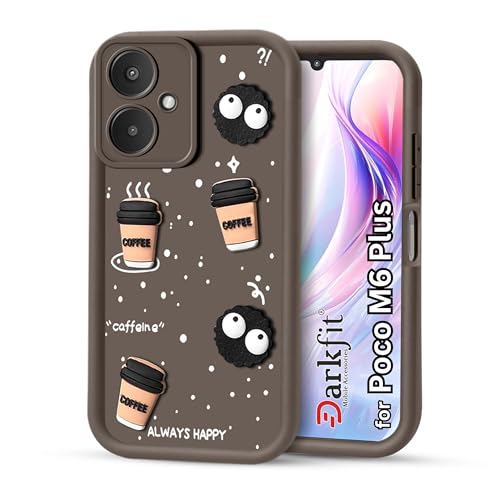 Image of Back Case Cover Compatible with Poco M6 Plus 5G | Cute Fun Cartoon Ball 3D Coffee Silicone Case | Body Protection | Camera Protection | Shock Proof | Color Brown | Pack of 1