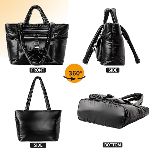 Herald Large Puffy Tote Bag for Women, Quilted Puffer Shoulder Purse Handbag with Multi Pocket & Compartment4