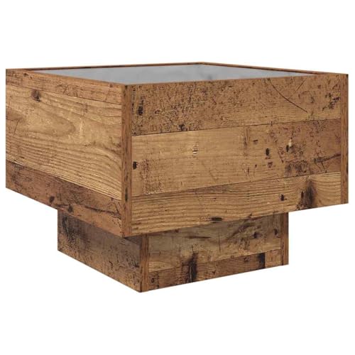 Table basse carrée rustique stable pour ranger livres et télécommandes