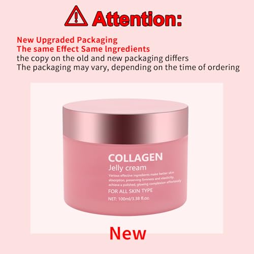 Collagen Jelly Cream - Contains Niacinamide & Freeze Dried Hydrolyzed Collagen -Elasticity & Hydration - Reduce Fine Lines & Dullness - Korean Glass-Shiny Skin Suitable for All Skin Types (3.38 Fl.Oz)