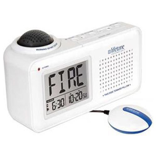 Buy Lifetone HLAC151 Bedside Fire Alarm & Clock with Bed Shaker Sound