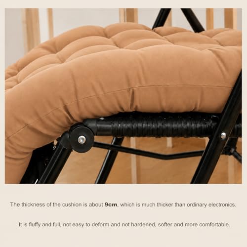 Image of KYNE Rocking Chair Cushion 18 x 50 Inch Thick Tufted Chair Cushion with Backrest and Seat Pad Soft Premium Fabric Polyester Filling Non Slip Indoor Outdoor Rocking Chair Replacement Cushion (Beige)