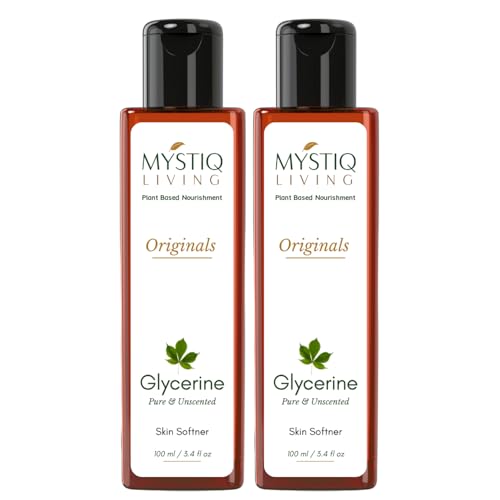 Image of Mystiq Living Glycerine - Plant Based | Pure and Unscented | Pack of 2 | For Face Skin and Body Care - 200 ML (100 ML Each)
