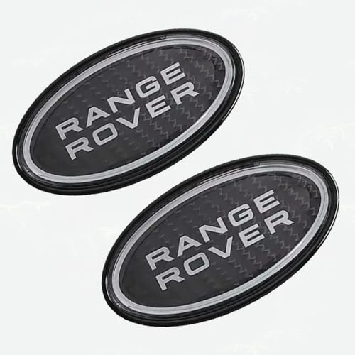 4Pcs OEM Front Grille & Tailgate Emblem Decals for Land Rover Evoque,Sport,Discovery,Velar,Defender Chrome 85mm Oval Range Rover Grill Badge Logo with Free Black Surround Cover (Green Silver Badge)