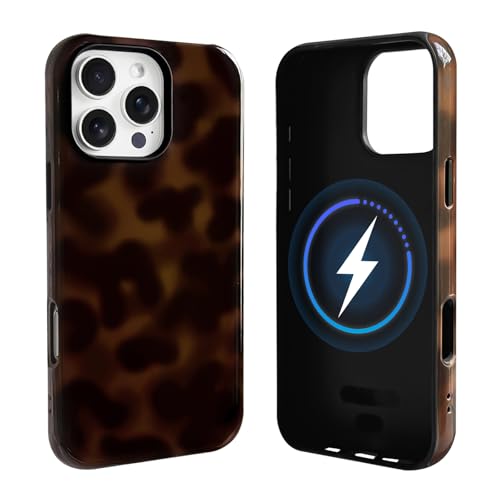 NITITOP Magnetisch Hülle für iPhone 16 Pro Kompatibel mit MagSafe Süßes Leopard Muster Braun Ästhetische Frauen Mädchen ...