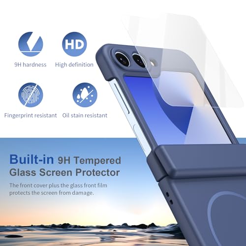 Coque Samsung Z Flip6 magnétique en silicone bleu avec protège-charnière