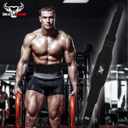 BEAST RAGE Gewichthebergürtel, doppelte Stärke, 5,5, gepolsterter Neopren, Rücken, Fitnessstudio, Bodybuilding, Kreuzheben, Heben, Training, Fitness, Workout, Gürtel, für Herren und Damen,