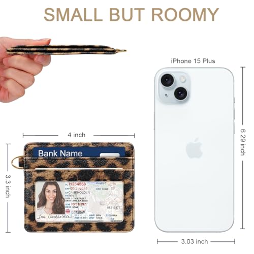 Image of Slim Minimalist Pocket Credit Card Holder Wallet Women | RFID Blocking Lightweight Thin Small Cute Card Cases, Leopard